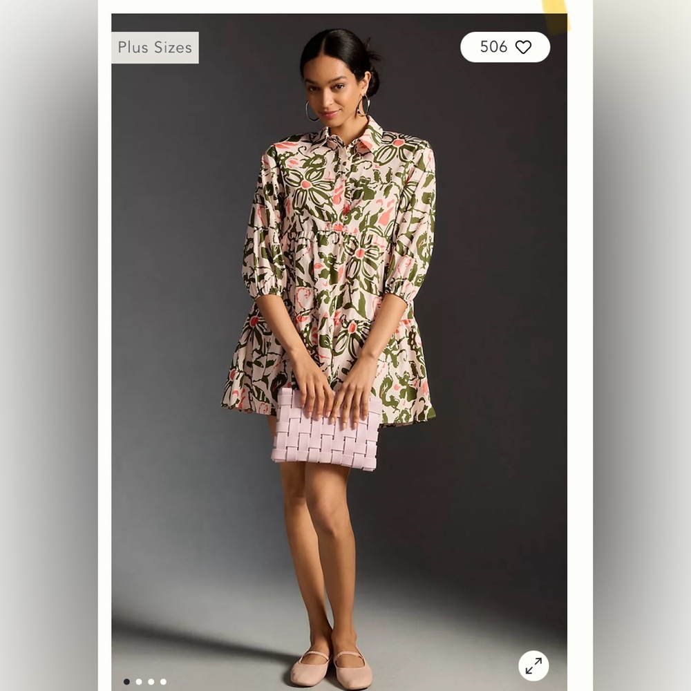 Anthropologie Bettina Tiered Mini Shirt Dress by Maeve NWT